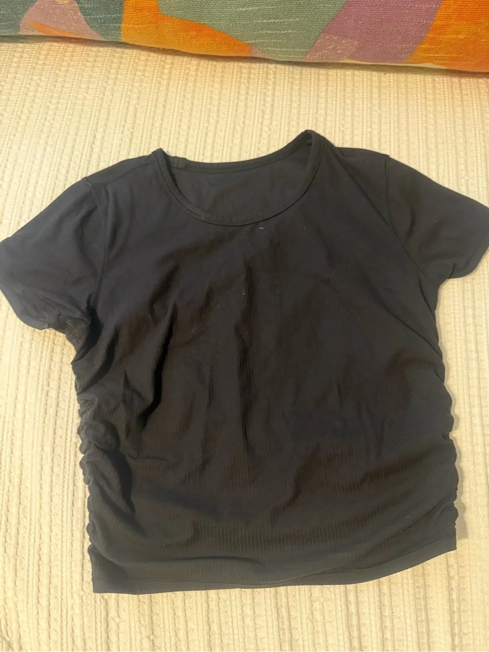 lululemon athletica Black Ribbed Short Sleeve Crop Top